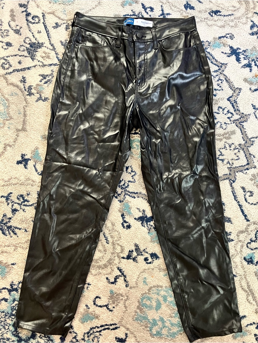 Old Navy Black Faux Leather Tapered Pants